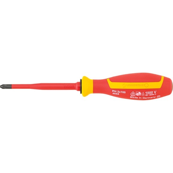 STAHLWILLE VDE Phillips screwdriver 4666 VDE size PH2 l.100 mm 46663002 - Phillips screwdriver
