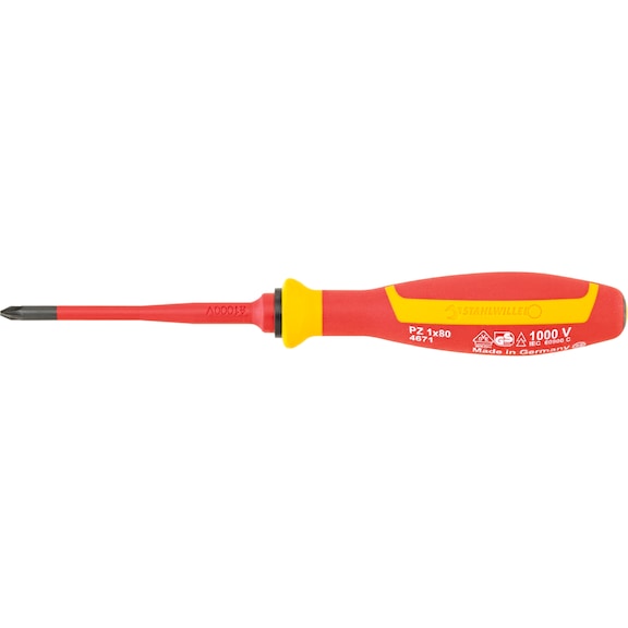 STAHLWILLE VDE Phillips screwdriver 4671 VDE size PZ1 l.80 mm 46713001 - Phillips screwdriver