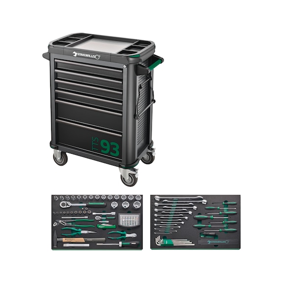 STAHLWILLE tool assortment with workshop trolley 6 drawers 130 pieces - Workshop trolley with tool assortment