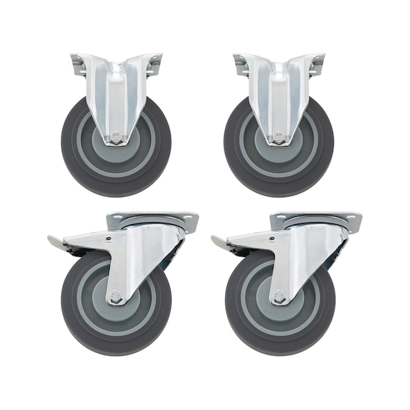 STAHLWILLE wheel set R 95 diameter 125mm 2 with parking brake 81490001 - Transport trolley, trolley: set of wheels