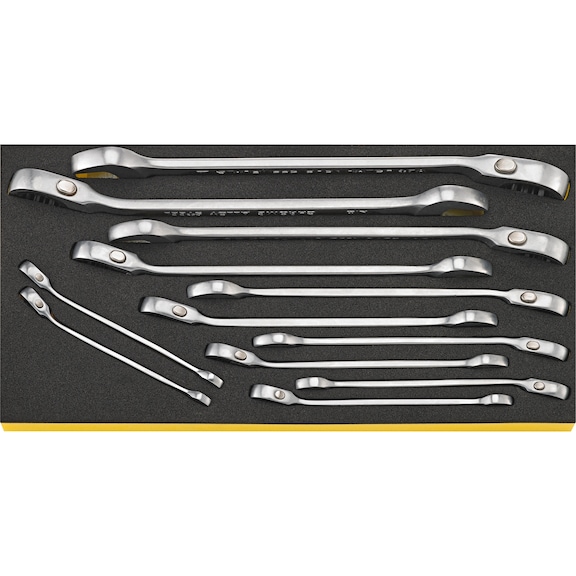 STAHLWILLE Ratchet combination wrench set OPEN RATCH TCS 17A 12-piece 96830654 - Ratchet ring wrench set