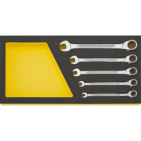 STAHLWILLE Ratchet ring wrench set OPEN RATCH TCS 17A 5-piece 96830653 - Ratchet ring wrench set