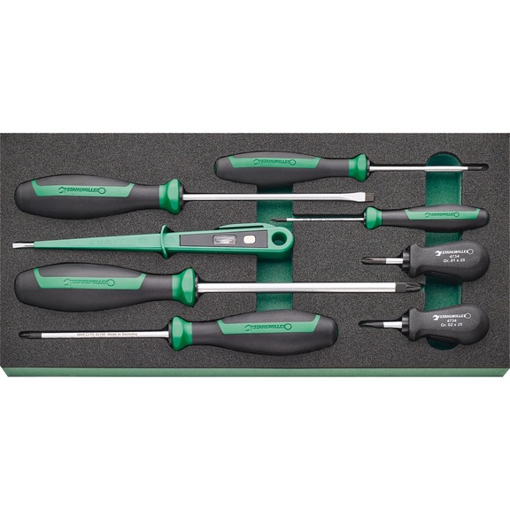 STAHLWILLE screwdriver set in TCS insert TCS 12 821/8 8-piece 96830275 - Screwdriver set