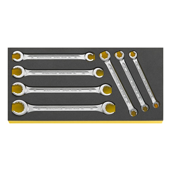 STAHLWILLE Double ring wrench set OPEN RING TCS 8x10-19x22mm 7-piece 96838758 - Double ring spanner set