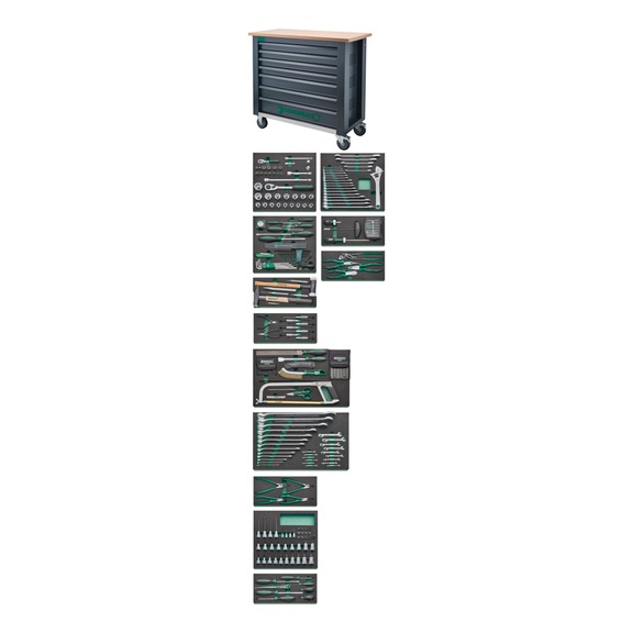 STAHLWILLE tool assortment with workbench 7 drawers 267-pcs 98830181 - Workbench