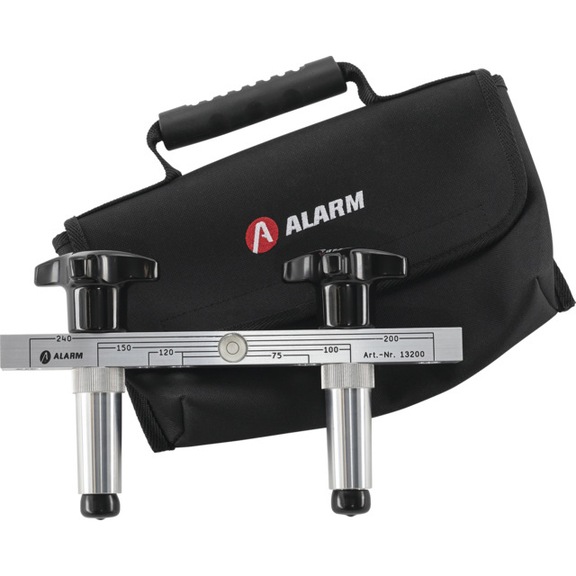 ALARM Batteriemontagelehre Einstellweiten 75,100,120,150,200,240 mm 56013200 - Bauwasserwaage