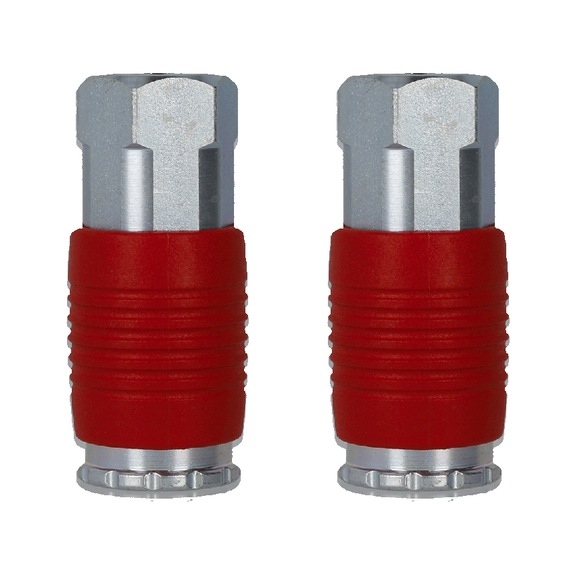 SATA high-flow coupling, red, 2 pcs. for SATA filter series 500 1107269 - Further accessories for filter technology
