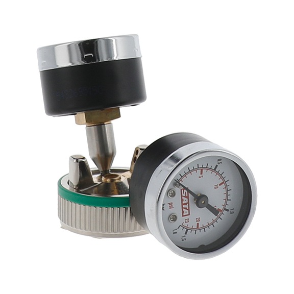 SATA test air nozzle 1.0 - 1.8 with 2 pressure gauges for SATAjet 3000 B RP 149773 - Manual pressure measurement