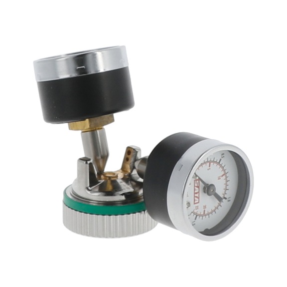 SATA test air nozzle 1.2 - 1.3 with 2 pressure gauges for SATAjet 5000 B HVLP 215996 - Manual pressure measurement