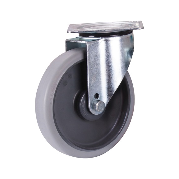 VARIOfit lpg-200.050 grey thermoplastic swivel castor 200 x 40 mm - Platform trolley with 4 supports
