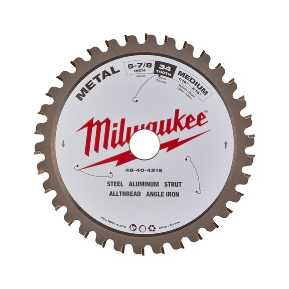 MILWAUKEE Circular saw blade 135x20x1.6x301 pieces metal 48404070 - Circular saw blade (machine)