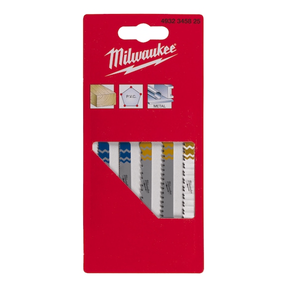 MILWAUKEE Stichsägeblatt-Set Holz und Metall 5-teilig 4932345825 - Sägeblatt für Stichsäge