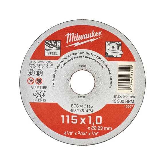MILWAUKEE Metal cutting disc 115x1 mm Contractor 4932451474 - Abrasive cutting disc
