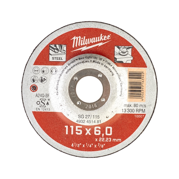 MILWAUKEE grinding disc 115x6 mm Contractor 4932451481 - Abrasive cutting disc