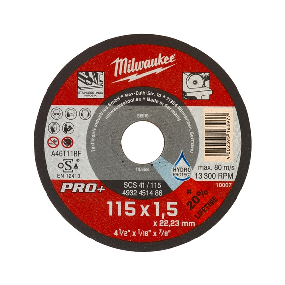 MILWAUKEE metal cutting disc 115x1.5 mm PRO-Plus 4932451486 - Abrasive cutting disc
