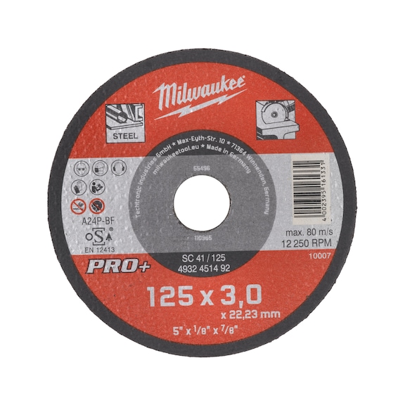 MILWAUKEE metal cutting disc 125x3 mm PRO-Plus 4932451492 - Abrasive cutting disc