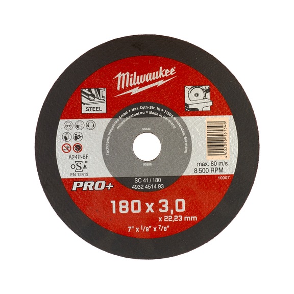 MILWAUKEE metal cutting disc 180x3 mm PRO-Plus 4932451493 - Abrasive cutting disc