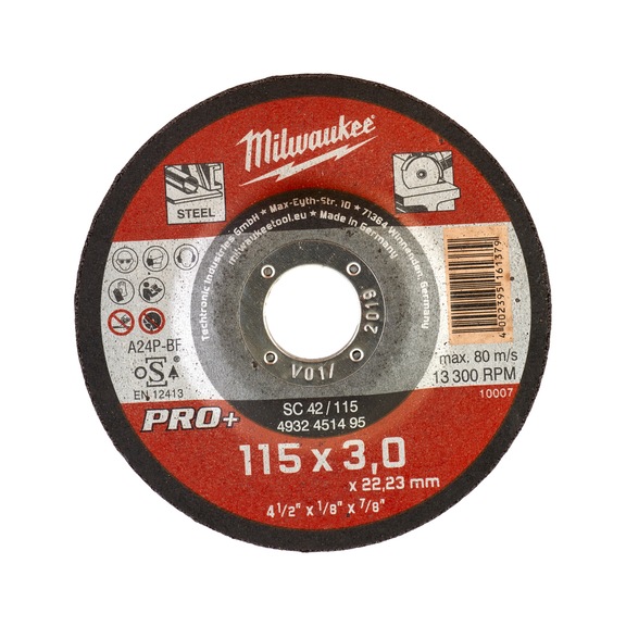 MILWAUKEE metal cutting disc 115x3 mm PRO-Plus 4932451495 - Abrasive cutting disc