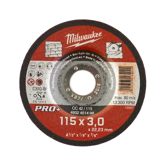 MILWAUKEE SteinTrennscheibe 115x3 mm PRO-Plus 4932451499 - Trennschleifscheibe
