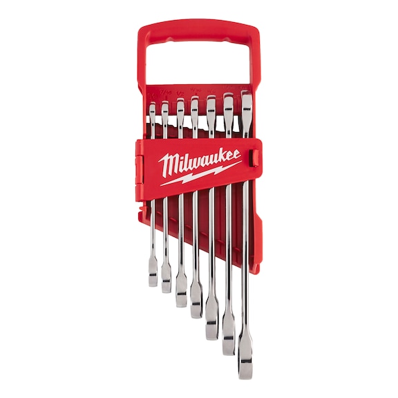 MILWAUKEE 7-piece combination spanner set imper. 4932464995 - Ratchet ring spanner set