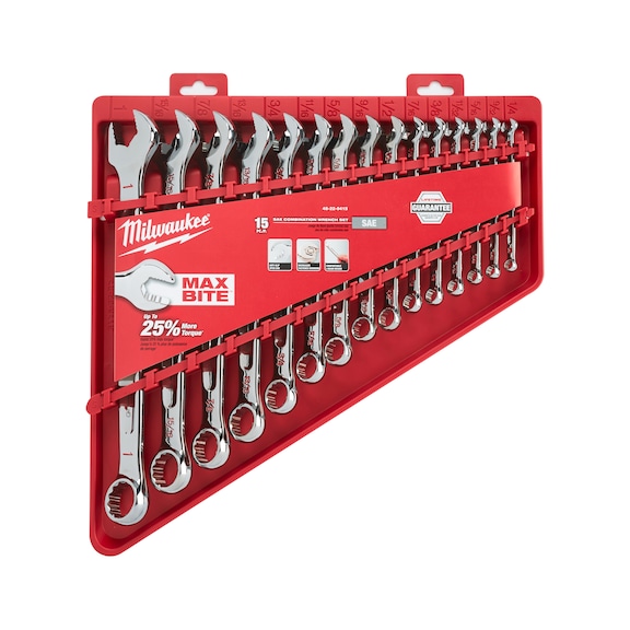 MILWAUKEE 15-piece combination spanner set imp. 4932464996 - Ratchet ring spanner set