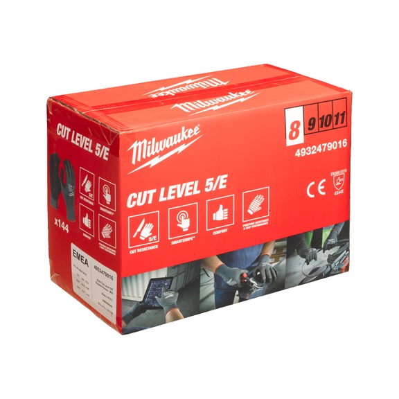 MILWAUKEE cut protection glove class 5 M/8 144 pairs 4932479016 - Five-finger gloves