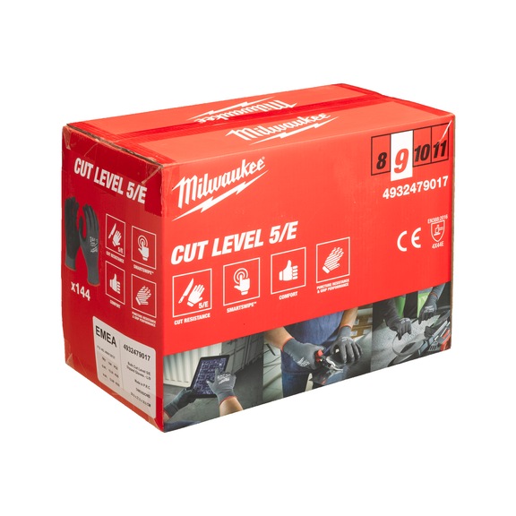 MILWAUKEE cut protection glove class 5 L/9 144 pairs 4932479017 - Five-finger gloves