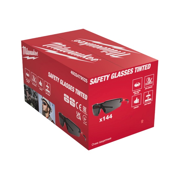 MILWAUKEE Safety goggles tinted 144 pieces 4932479025 - Safety goggles