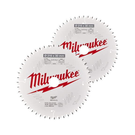 MILWAUKEE Twin Pack 216 x 48Z/60Z-2-piece saw blade 4932479575 - Circular saw blade (machine)