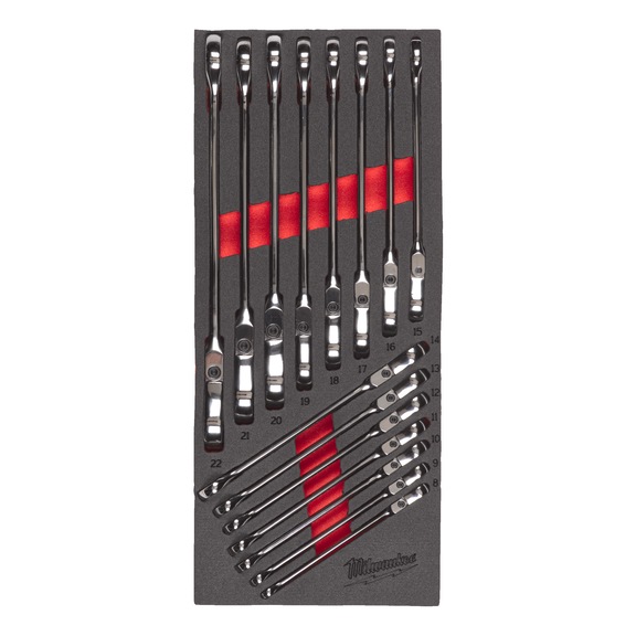 MILWAUKEE Hinged ratchet combination spanner15-piece insert 4932479829 - Factory equipment, workshop equipment (accessories, unspecified)