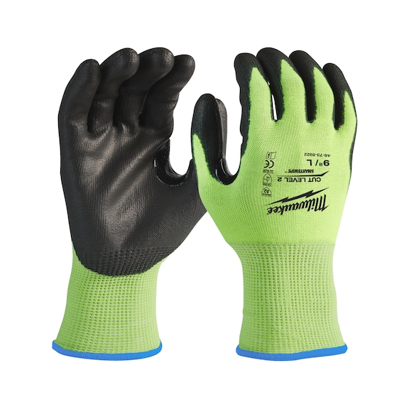 MILWAUKEE cut protection gloves 2/B 9/L HI-VIS 1 pair 4932479923 - Five-finger gloves