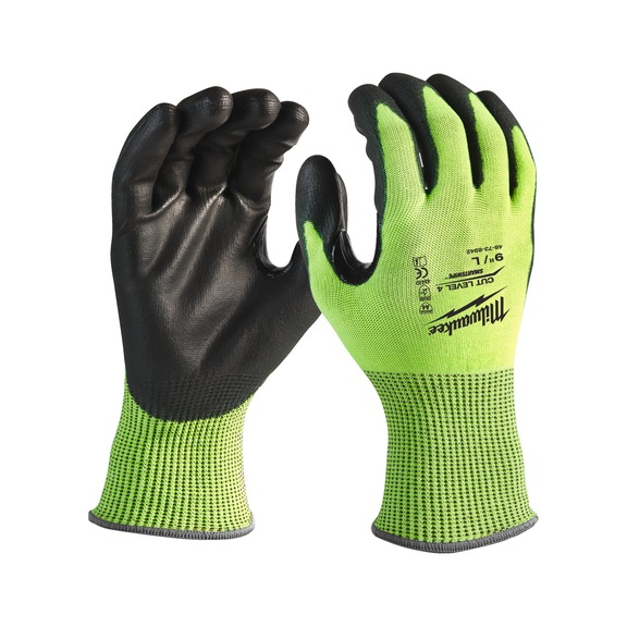MILWAUKEE cut protection gloves 4/D 11/XXL HI-VIS 1 pair 4932479930 - Five-finger gloves