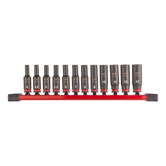 MILWAUKEE Impact socket set 1/4 inch long 12-pieceShockwave 4932480453 - Power screwdriver bit (hexagonal)
