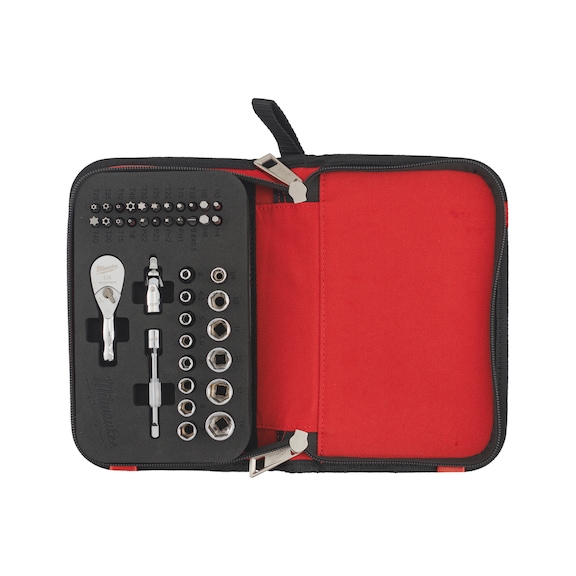 MILWAUKEE Kompakt-Ratschen-Set 1/4 Zoll 76 mm 39-teilig 4932492672 - Steckschlüsselset