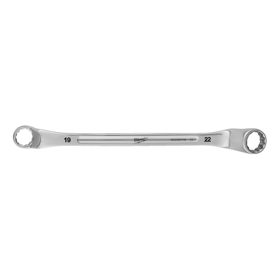 MILWAUKEE Double ring spanner cranked 19x22 mm 4932492748 - Double ring spanner