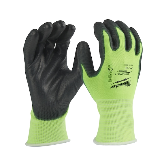 MILWAUKEE cut protection gloves class A 8/M HiVis 12 pairs 4932492914 - Five-finger gloves