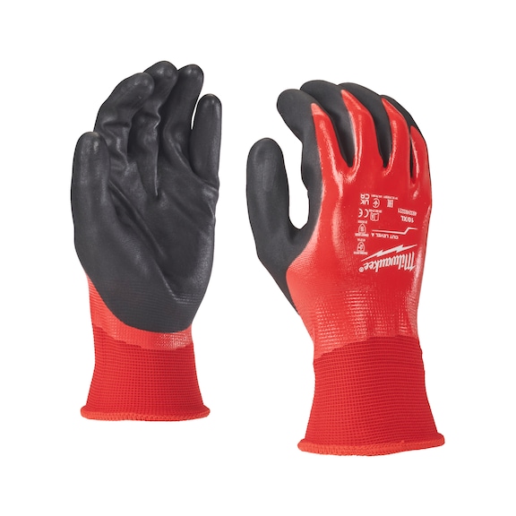 MILWAUKEE Cut protection gloves fully dipped class 1/A 10 12 pairs 4932493226 - Five-finger gloves