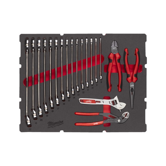 MILWAUKEE Combination spanner and pliers set in foam insert 19-piece set - Factory equipment, workshop equipment (accessories, unspecified)