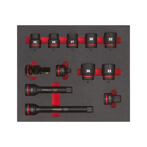 MILWAUKEE Impact sockets 3/4 inch insert 12-piece 4932493396 - Factory equipment, workshop equipment (accessories, unspecified)