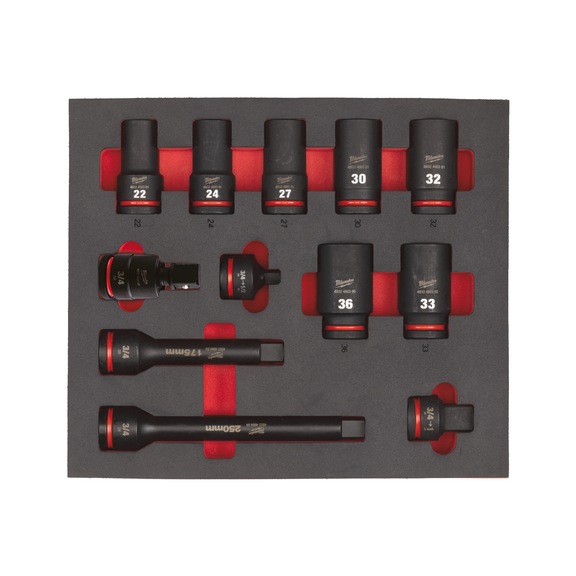 MILWAUKEE impact sockets 3/4 inch long insert 12-piece 4932493398 - Factory equipment, workshop equipment (accessories, unspecified)