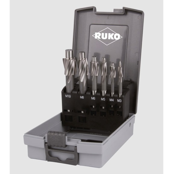 RUKO Flat countersink set DIN 373 HSS grade medium for through hole 6 pieces - 