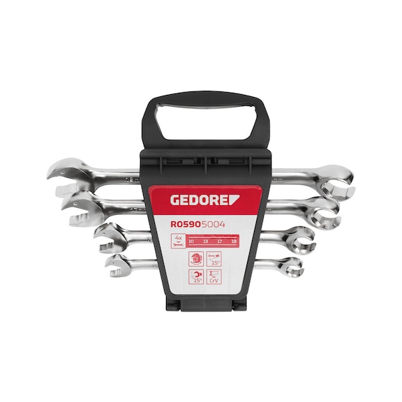 GEDORE RED Combination ratchet wrench open end 10-19 mm 4-piece 3300032 - Combination ratchet wrench set