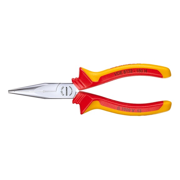 GEDORE VDE flat nose pliers with sheath insulation 160 mm 1552112 - Needle nose pliers