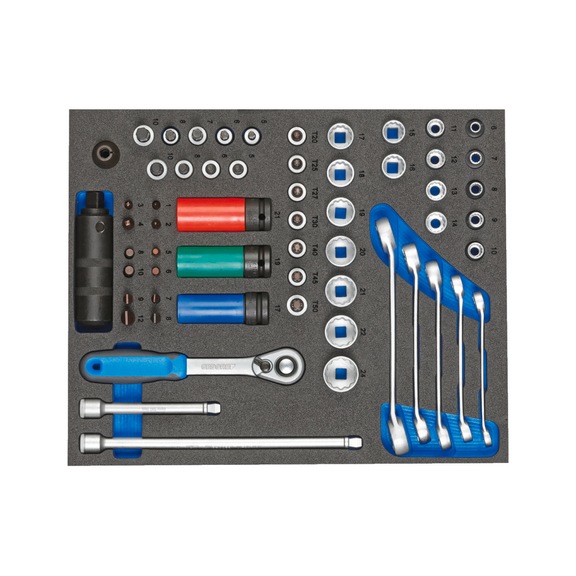 GEDORE Werkzeugsortiment in 2/4 Check-Tool-Modul 59-teilig 2957493 - Handwerkzeugsortiment