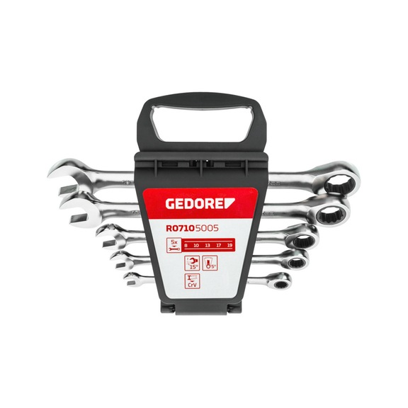 GEDORE RED Combination wrench set SW8-19 mm 5-piece 3300849 - Ratchet wrench set