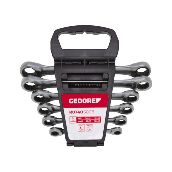 GEDORE RED Double ring ratchet wrench set SW8-19 mm 6-piece 3300898 - Ratchet wrench set