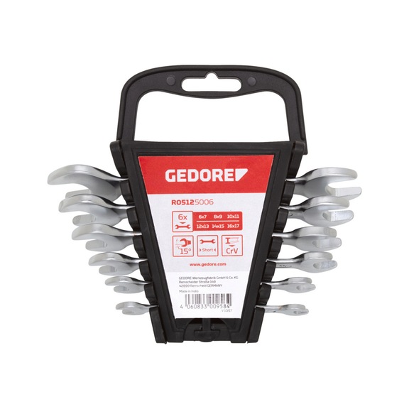 GEDORE RED Double open-end wrench set short SW 6-17 mm 6-piece 3300958 - Double open-end wrench set
