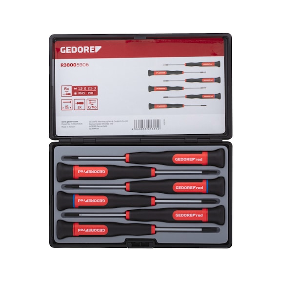 GEDORE RED 2C electronic screwdriver set PH+SL 6-piece 3301351 - Screwdriver set