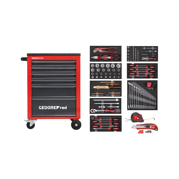 GEDORE RED tool set in MECHANIC workshop trolley 119-piece assortment 3301667 - Hand tool assortment