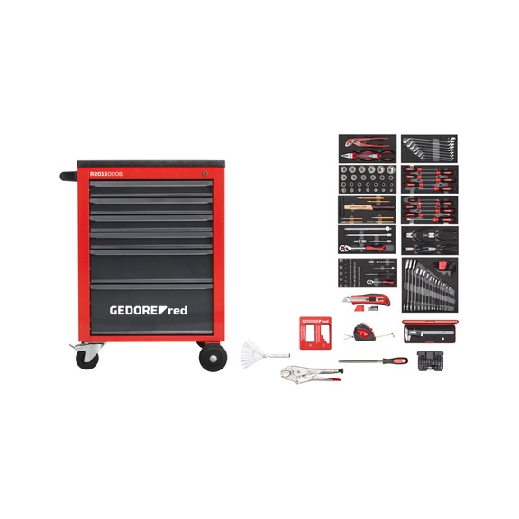 GEDORE RED Werkzeugsatz im Werkstattwagen MECHANIC rot 166-teilig 3301668 - Werkzeugsortiment